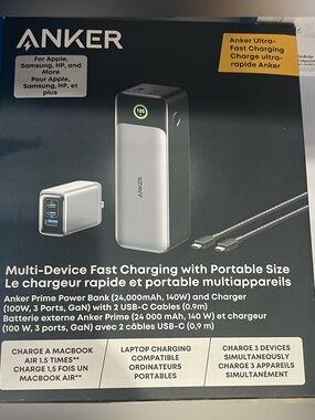 Anker Black and White Power Bank Packaging with UN3480 Battery Warning